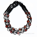 Glass Bead Plastic Weave Stretch Tattoo Choker Necklace